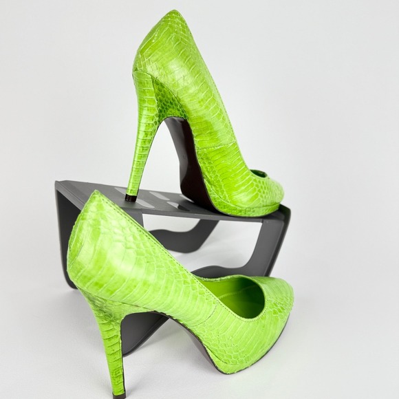 Lauren Ralph Lauren Kailee Green Size 7 Snakeskin Pointed Toe Stiletto Heel - Picture 10 of 12